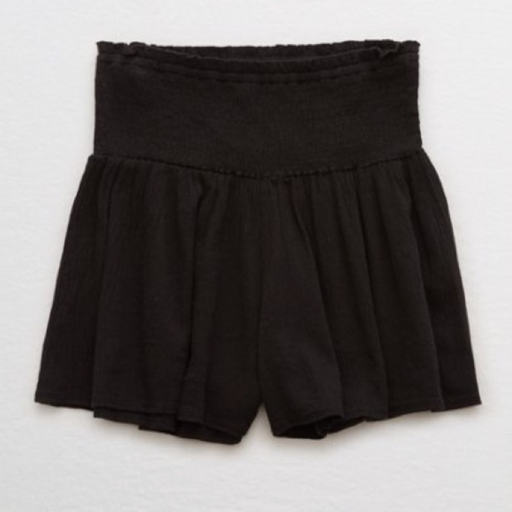 Aerie Smocked Black Shorts